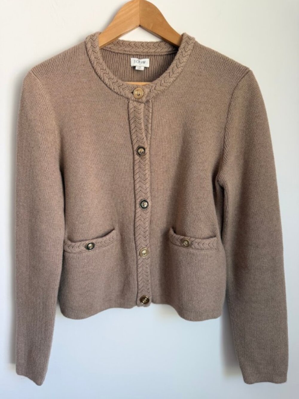 J.Crew Cotton Knit Lady Jacket Cardigan Sweater Gold Buttons Size (S)